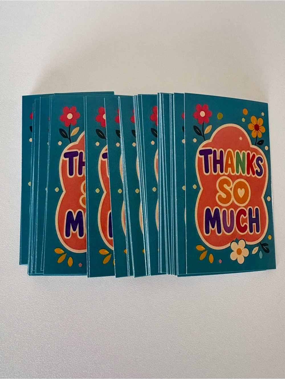 Teal Floral 'Thanks So Much' Thank You Cards. 60 cards